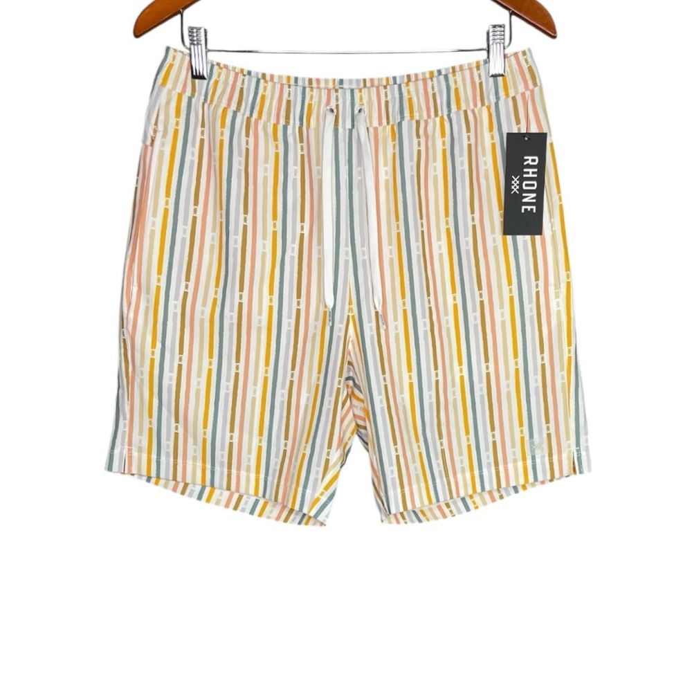 Rhone Men's 7.5" R&R Swim Trunk Shorts Cross Stitch Stripe NWT
